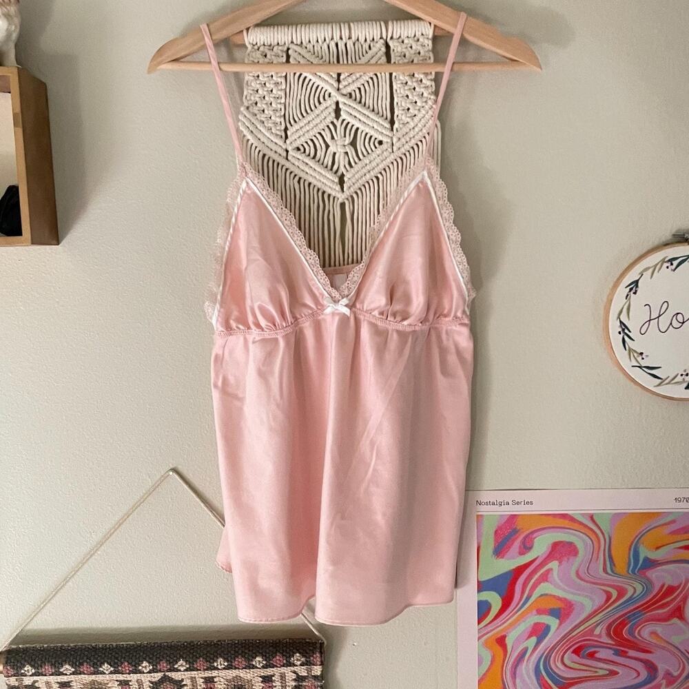 y2k pink satin babydoll top coquette dainty soft girl fairy | size m/l